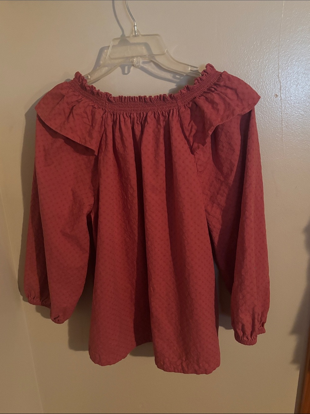 Sonoma Boho Raspberry Red Ruffle Blouse - Picture 4 of 6
